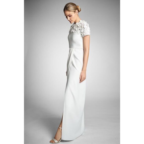SACHIN & BABI Marist Gown - Ivory Crepe Embroidered Gown - Picture 4 of 14